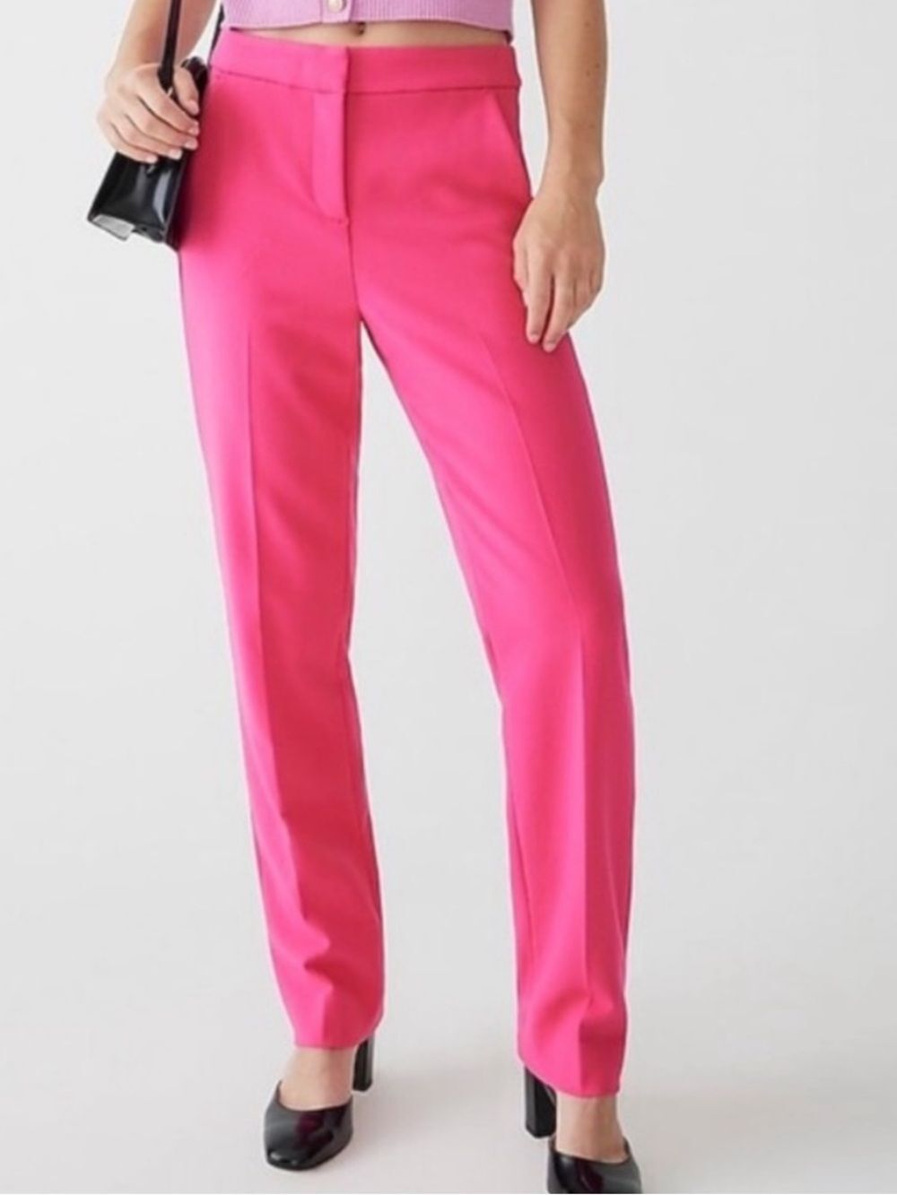 J.Crew Kate Linen Blend Straight Leg Trouser Pant Vibrant Pink Womens 8